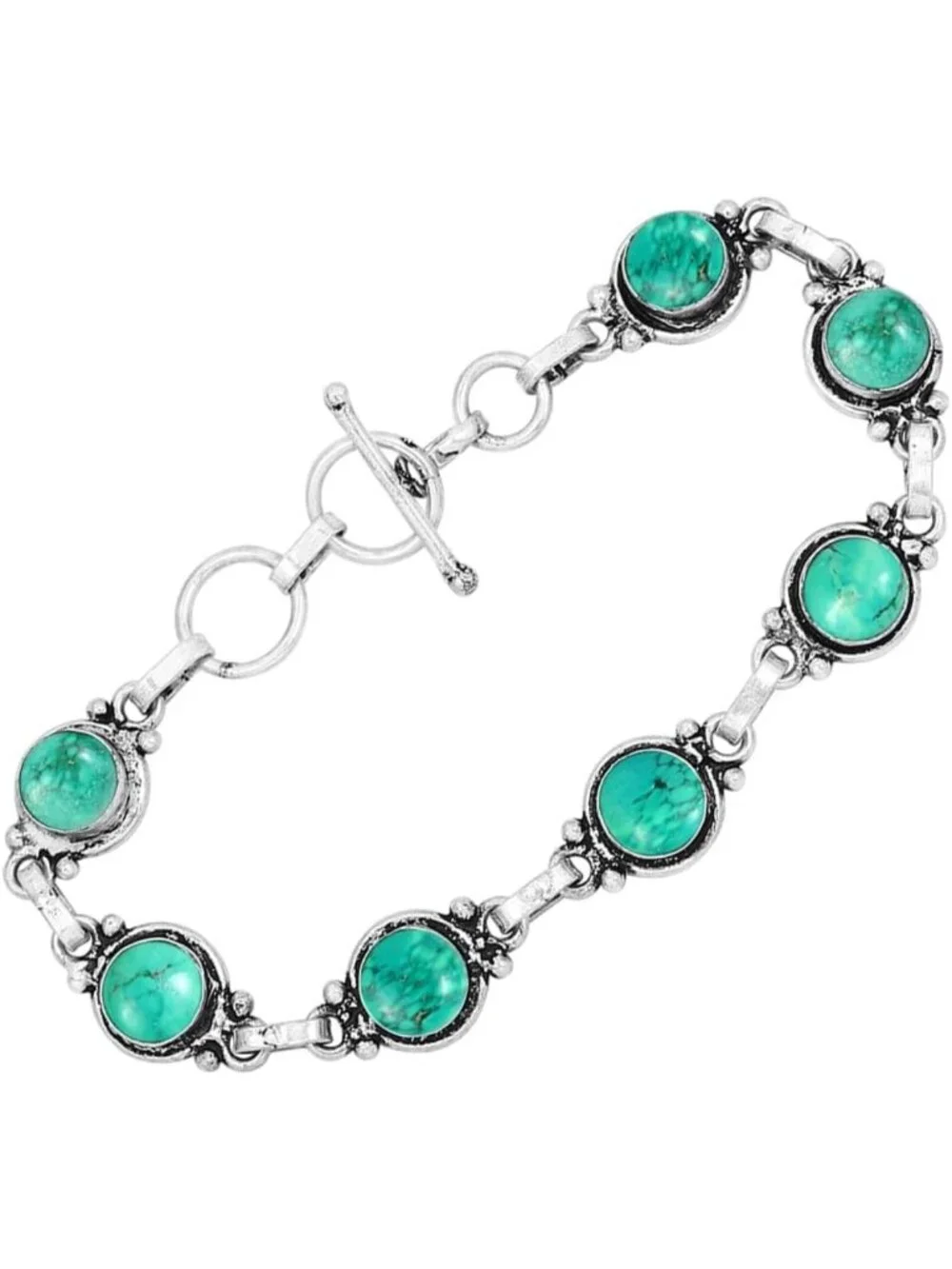 Vintage Bohemian Gemstone Bracelet - Handmade Silver Plated Adjustable Jewelry